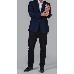Mens Navy Blue Suit Jacket Size 42 Classic Formal Blazer Elegant Fit Zoom in